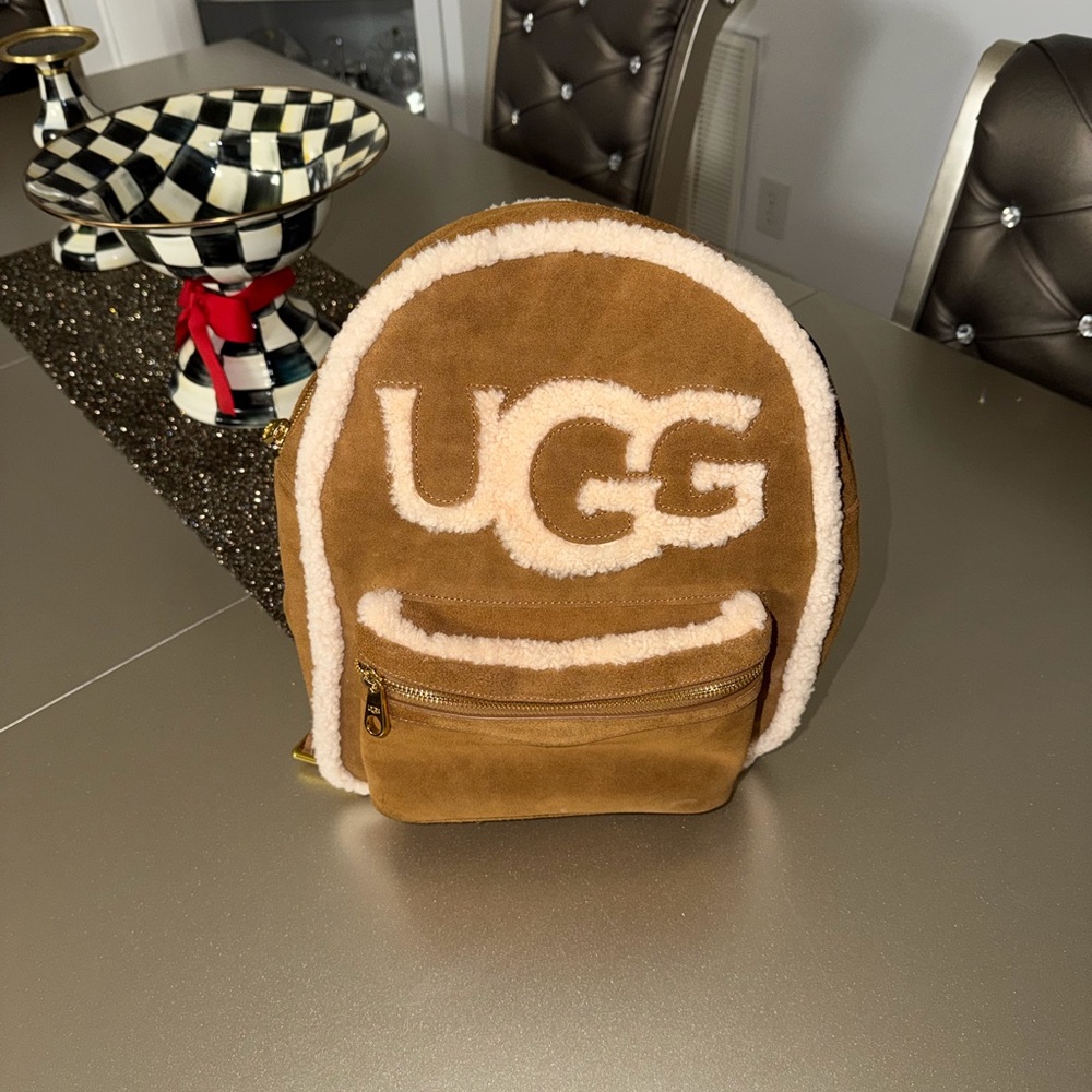 UGG Chestnut Suede Large Backpack with Cream Shea… - image 1